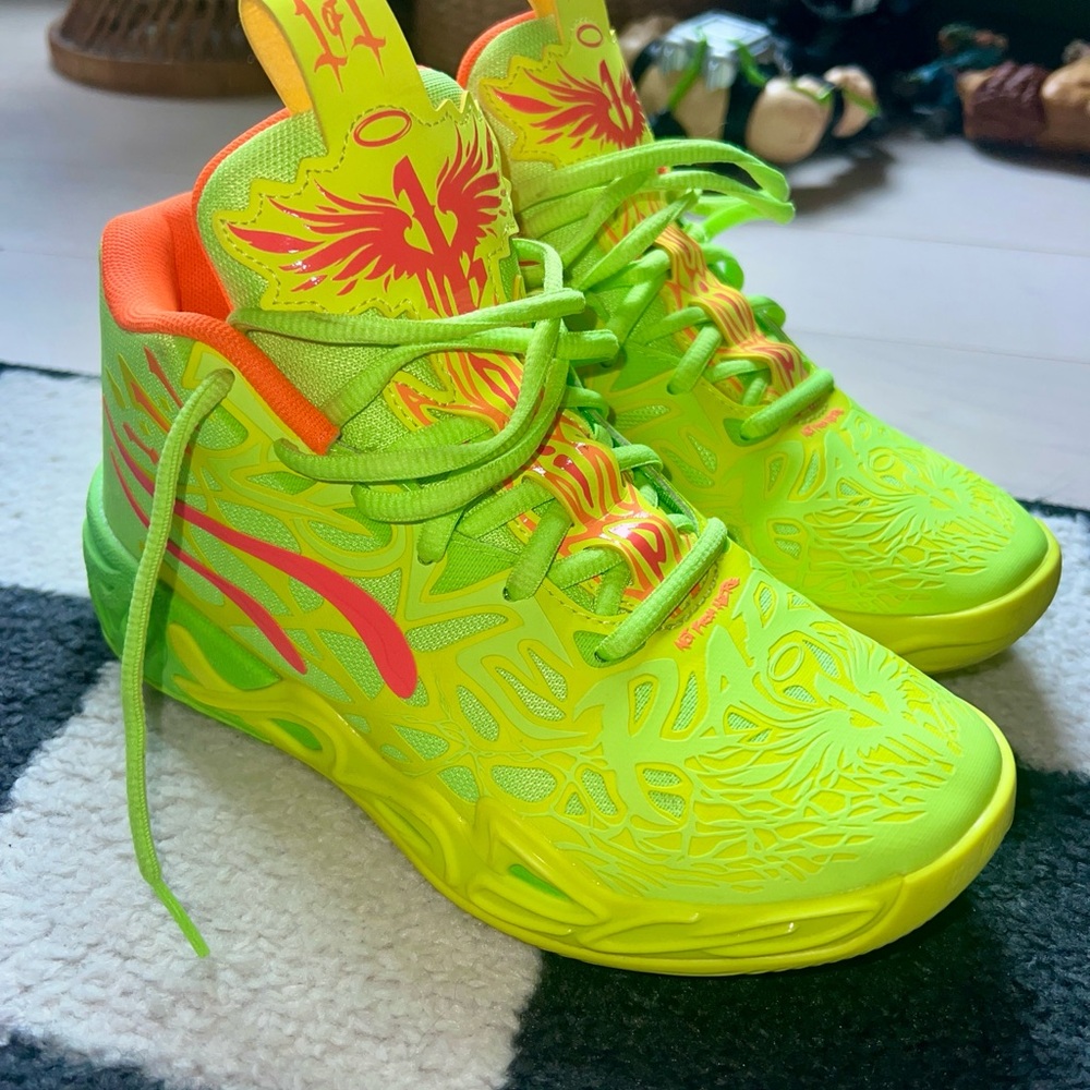Puma Kids Neon Green and Orange Sneakers/Lamelo Ball